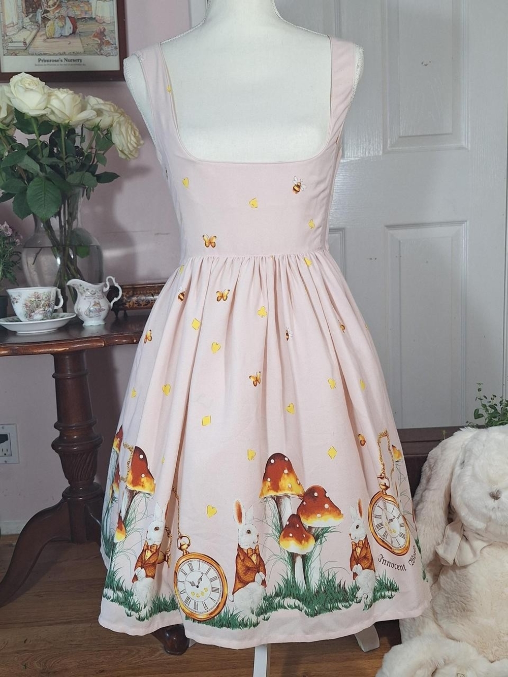 🍄 Innocent World Pale Pink Mushroom Print JSK 🐇⏰✨